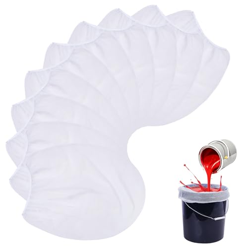 10 Pcs Paint Strainer Bags 1 Gallon- Premium Nylon Paint Filter with Elastic Top, Fine White Mesh for Smooth Painting & Gardening, Disposable Strainer for Paint Bucket & Hydroponics