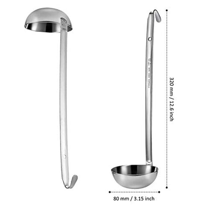 meekoo 3 Pieces Stainless Steel Ladle Soup Handle Ladle with Pouring Rim for Kitchen Cooking Soup Sauce (4 oz) - size: 4 oz