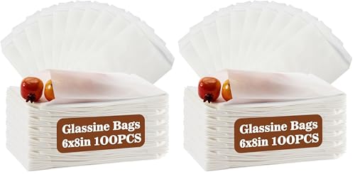 MAQIHAN 100 Wax Paper Sandwich Bags - 6"x8" Glassine Bags, Translucent Envelopes for Food Take Out, Snack, Bakery, Cookies, Treats, Sandwiches, Soaps, Gift Card Packaging (Pack of 2) - size: 6x8" (Pack of 2)