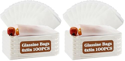 MAQIHAN 100 Wax Paper Sandwich Bags - 6"x8" Glassine Bags, Translucent Envelopes for Food Take Out, Snack, Bakery, Cookies, Treats, Sandwiches, Soaps, Gift Card Packaging (Pack of 2) - size: 6x8" (Pack of 2)