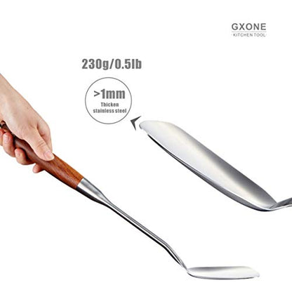 Chinese Wok Spatula, 304 Stainless Steel Spatula with Heat Resistant Wooden Handle Wok Utensils,Silver/15.7Inch - style: Wok Spatula-wood handle