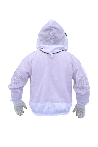 3 Layer Bee Jacket With Fencing Veil and One Pair Bee Protective Gloves Ventilated Protective Beekeeping Jacket - size: X-Large