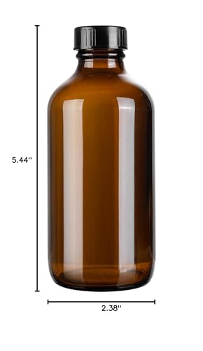 Restaurantware Vetri 8 Ounce Boston Glass Bottles, 12 Sample Bottles With Black Phenolic Caps - Dishwashable, Round, Amber Glass Bottle, For Potion, Juice, Ginger Shots, Whiskey, Liquids - color: Amber, size: 8 oz