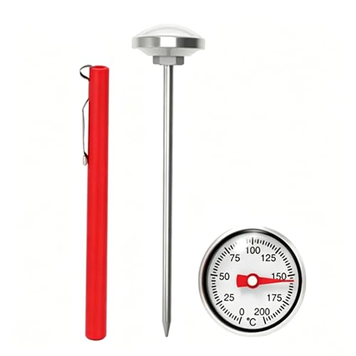 Instant Read Pocket Thermometer, 1 Inch Stainless Steel Dial, 1 Piece | For Coffee, Milk Frothing, Chocolate, Drinks, Includes Calibration Sleeve