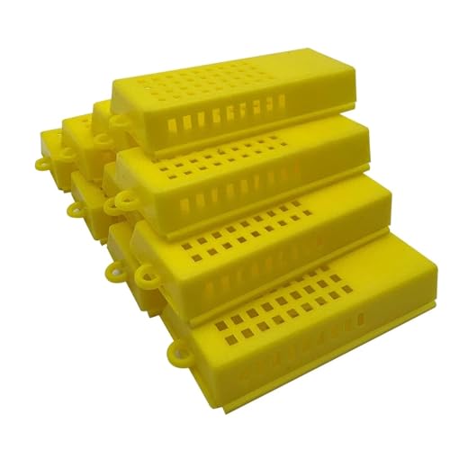 Queen Bee Cage 50Pcs Beekeeping Transport Cages Yellow Bees Queen Post Room Cage Plastic King Prisoner Bee Apiculture Tools for Beekeeping Supplies