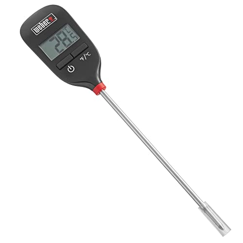 Weber Instant‑Read Thermometer Probe, Black/Silver – Fast Digital Grill & Kitchen Thermometer with 15‑Second Readout, Auto Shutoff & Fahrenheit/Celsius Options - Grill Accessory | Quick & Precise Temperature Measurement in °C and °F, Accurate in 15 Second
