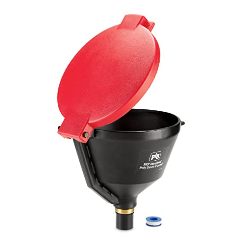 Pig Drum Funnel | Burpless Poly Drum Funnel | for 30 and 55 gal Plastic or Steel Drums w/ 2" NPT | Red | PMB30001-RD