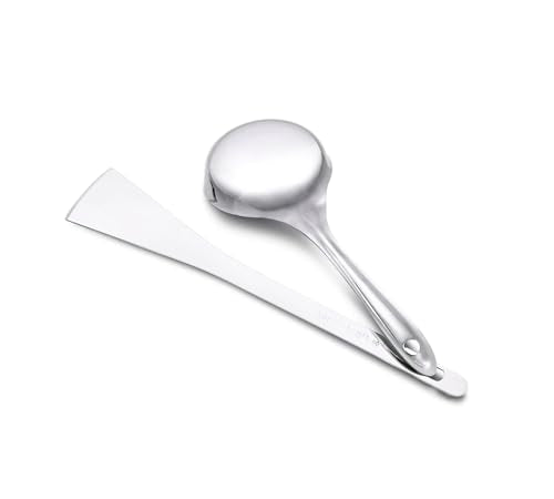 Eternals Stainless Steel Dosa Making Spoon/Ladle Set, 2 Pcs (1 Turner, 1 Short Pour Ladle with Flat Base)