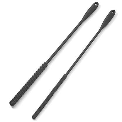 Silicone Straw Brush 4 Pack - (2 Small, 2 Wide) - 10 Inch Reusable Straw Cleaner, Pipe Cleaner, Glass and Detailing Tool (Charcoal) - color: Charcoal
