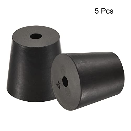 MECCANIXITY Rubber Tapered Plug 20mm to 26mm with Hole Test Tubes Bungs Stopper Black for Lab Home 5 Pieces - size: 20mm - 26mm