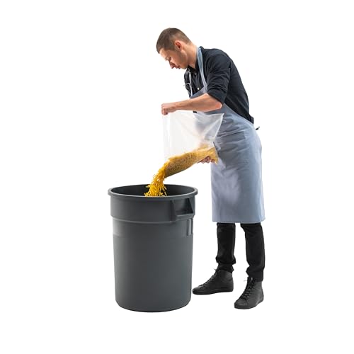 PRO&Family Commercial Round Trash Can, Ingredient Bin, Heavy-Duty Plastic, Anti-Static, Kitchen, Office, Outdoor Use (Gray, 32 Gallon) - color: Gray, size: 32 Gallon