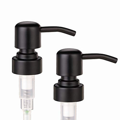 2 Pack Thick Amber Glass Pint Jar Soap Dispenser with Matte Black Stainless Steel Pump, 16ounce Boston Round Bottles Dispenser with Rustproof Pump for Essential Oil, Lotion Soap | Stainless Steel Pumps, Refillable Bottles, For Kitchen & Bathroom - color: