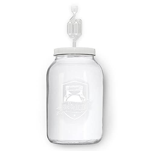 Airtight One Gallon Standard Fermentation Lid Gasket with Airlock - Turns Gallon Jar Into A Fermenter - Hard Kombucha, Beer, Wine, Cider, (S-Airlock)