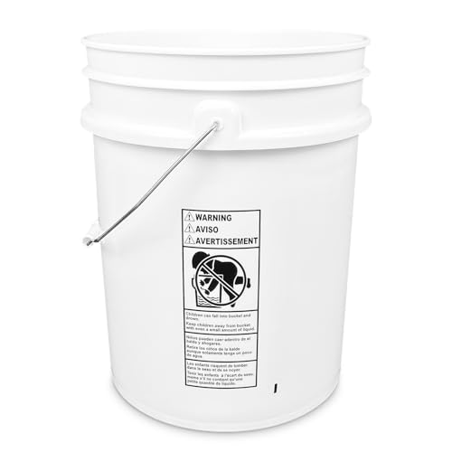 ePackageSupply 5 Gallon Bucket - Food Grade Bucket, Metal Handle Grip, BPA-Free, Heavy-Duty 90 Mil HDPE Plastic Pail, Stackable Utility Container, Made in USA, Lid Not Included, White, 60 Packs - color: White, size: 60 Packs