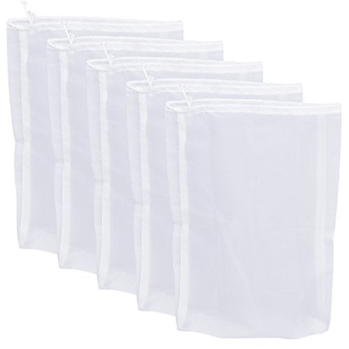 75 Micron Nylon Straining Bag Fine Mesh Food Strainer Bag, Multi Purpose Food Grade Filter Bag for Nut Milk, Juice, Cold Brew, Home Brewing (5 Packs, 12.6" x 8.66") - color: 5 Packs, size: 12.6" x 8.66"