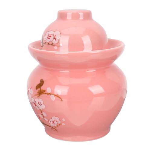 Hemoton Ceramic Pickle Jar with Dual Lid Sealed Food Container 2.5l Traditional Chinese Sauerkraut Crock for Kitchen Storage and Fermentation
