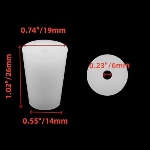 10 Pcs Silicone Stoppers,Standard 1# Rubber Stopper Bungs with 6mm Aperture Single-Hole for Flask, Plug Holes, Lab - size: 1#
