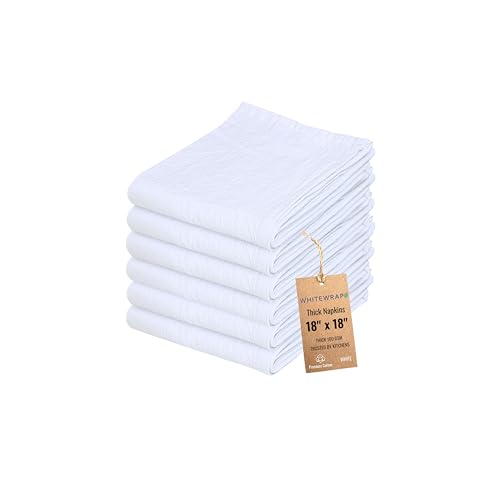 WHITEWRAP Flour Sack Towels 100% Cotton Dish Towel Reusable Baking Cloth for Bread Dough, Baguettes, Ciabatta, Machine Washable, Kitchen Towels for Cleaning – Set of 6 (18"x18") - White - color: White, size: 18"x18"-Pack of 6
