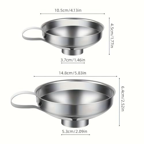 2Pcs Stainless Steel Mason Jar Funnel Set, Wide Mouth Canning Funnels Large & Small Size for Kitchen Daily Use - Home Brewing and Food Storage - size: Large+Small