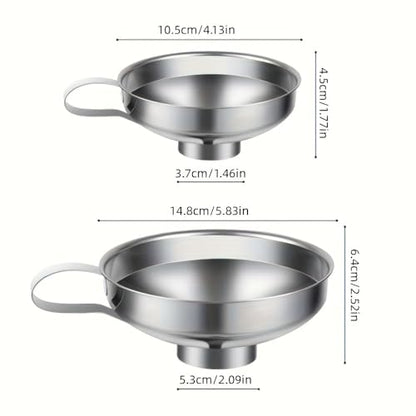 2Pcs Stainless Steel Mason Jar Funnel Set, Wide Mouth Canning Funnels Large & Small Size for Kitchen Daily Use - Home Brewing and Food Storage - size: Large+Small