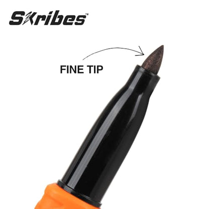 KLEIN TOOLS 80187 Skribes Measure and Mark Set with 4-Pack of Black Fine Tip Permanent Markers and 25-Foot Compact Double-Hook Tape Measure - style: Measure & Mark Set