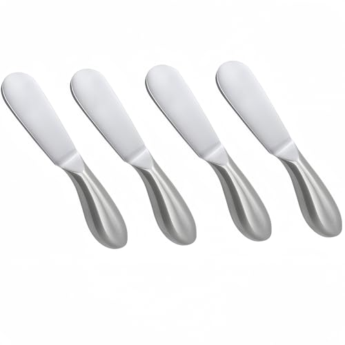 4 Pcs Stainless Steel Multipurpose Cheese and Butter Spreader Knives Set - Charcuterie Utensils for Cheese, Cold Butter, Jam, Pastry Making