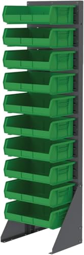 Akro-Mils 30255 AkroBins Plastic Storage Bins, Space-Saving Stackable Bins for Garage, Pantry, Craft Organization, 11" x 16" x 5", Green, 6-Pack - color: Green