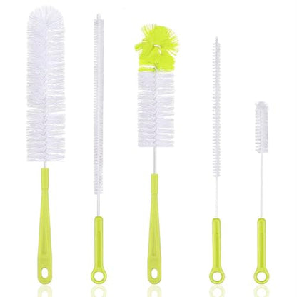 Vila 5-Pack Reusable Straw Pipe Cleaner Brush Set, Long Pipe Brush Cleaner Tool Kit, Nylon Cleaning Brush for Water Bottle, Teapot, Narrow Neck Glass Containers, Baby Bottle, Jug, Hookah, Hydro Flask