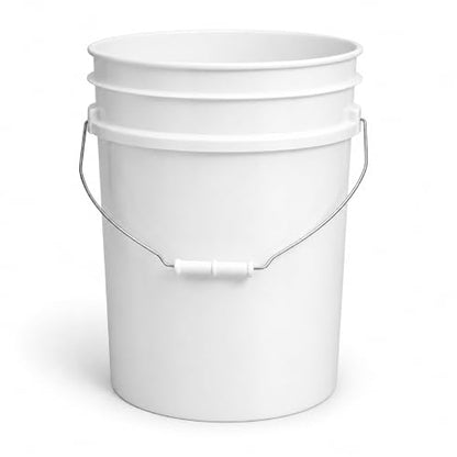 ePackageSupply 5 Gallon Bucket - Food Grade Bucket, Metal Handle Grip, BPA-Free, Heavy-Duty 90 Mil HDPE Plastic Pail, Stackable Utility Container, Made in USA, Lid Not Included, White, 6 Packs - color: White, size: 6 Packs