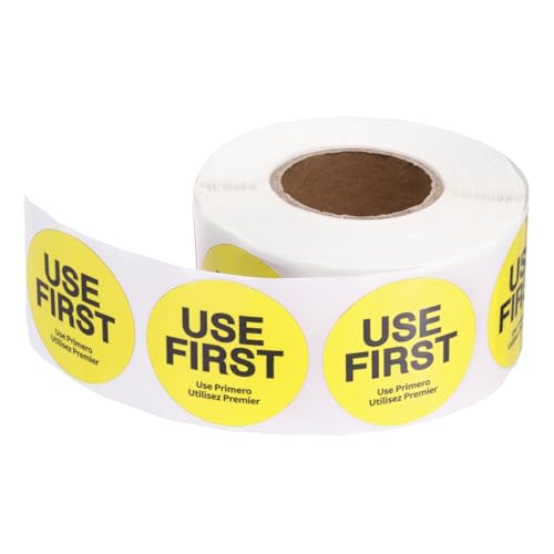 PATIKIL 500 Pcs USE First Stickers, 2 inch Round Use First Stickers Food Service Circle Inventory Control Adhesive Labels for Food Service Kitchen Restaurants Retail Storage Date, Yellow - color: Yellow, size: 2 Inch