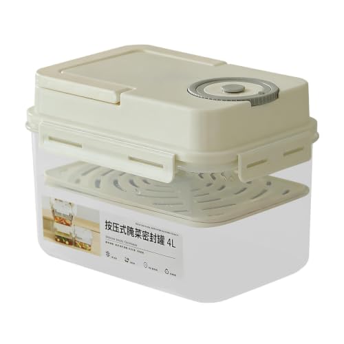 Fermentation Container - Adjustable Inner Lid, Manual Degassing Vegetable Maker, Anaerobic Sauerkraut Maturation Tank, 4L Plasticc Brine Sealing Tub | Traditional Alternative for Chefs & Fermenters
