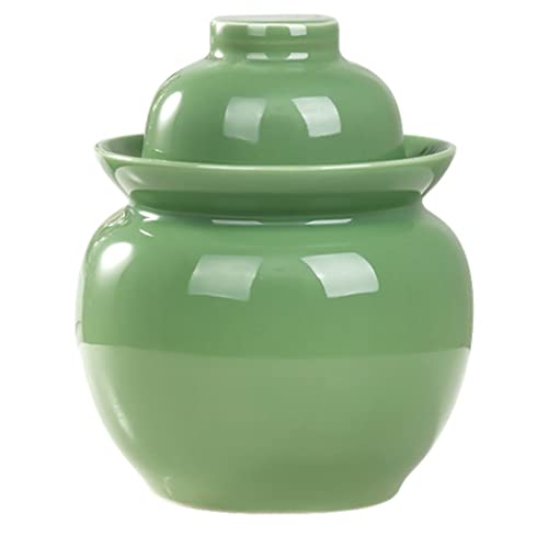 ZHOUXIAO Pickle Jar Ceramic Jar with Lid,Traditional Chinese Fermentation Kit Crock with Water Seal Airlock Lid,Fermentation Jar for Pickles,Kimchi,Sauerkraut,Kombucha Jar green-10KG