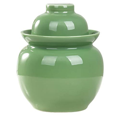 ZHOUXIAO Pickle Jar Ceramic Jar with Lid,Traditional Chinese Fermentation Kit Crock with Water Seal Airlock Lid,Fermentation Jar for Pickles,Kimchi,Sauerkraut,Kombucha Jar green-10KG