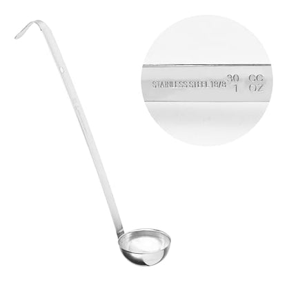 2Pcs 1oz Stainless Steel Soup Ladle, Long Handle Ladles with Pouring Rim for Cooking, Serving Soup, Sauce, Stew, Kitchen - size: 1oz