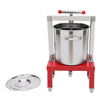 Fruit Wine Press,Large Fruit Honey Presser,Heavy-duty Cross-beam Stainless Steel Wine Press Maker with T-Handle for Outdoor,Kitchen (13.25L/448Oz Red) - color: 13.25L/448Oz Red