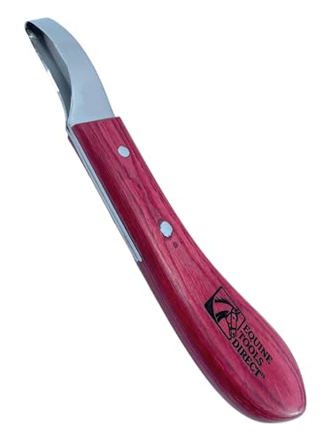 Loop Blade Hoof Knife, J2 420 Magnetic Stainless Steel, Right-Hand, Ergonomic Red Handle, Professional Farrier Trimming Tool