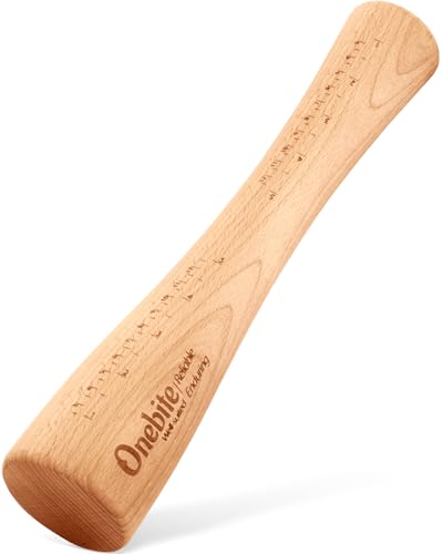 Onebite Sauerkraut Pounder for Mason Jars, Vegetable Fermentation Tamper for Sauerkraut Crocks with Scale Marks - 12" One Piece of Solid Wood, Classic Flat Base - color: Beechwood & Classic, size: 12 inch