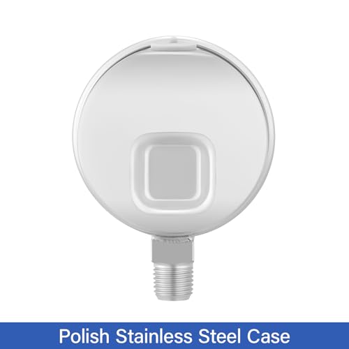 MEASUREMAN Fully Stainless Steel Hydraulic Glycerin Filled Pressure Gauge, 2-1/2" Dial Size, 1/4" NPT Lower Mount, 0-60psi/kpa - size: 0-60 psi, style: Lower Mount(100% Stainless Steel)