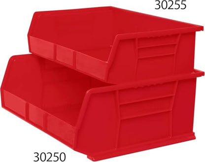 Akro-Mils 30255 AkroBins Plastic Storage Bins, Space-Saving Stackable Bins for Garage, Pantry, Craft Organization, 11" x 16" x 5", Red, 6-Pack - color: Red
