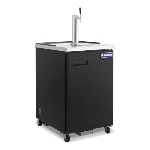 Polarman Beer Kegerator Single Tap Draft Beer Dispenser for Bars and Restaurants Full Size Commercial Keg Refrigerator 24” Stainless Steel With Drip Tray, 33°F- 41°F Temperature Control-Direct Draw - size: 24"W Single Tap