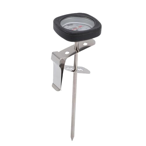Instant Read Pocket Milk Frothing Thermometer with Clip, 304 Stainless Steel, Square Shape, Black, for Chocolate and Coffee Drinks (Black) - color: Black