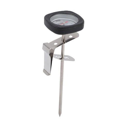 Instant Read Pocket Milk Frothing Thermometer with Clip, 304 Stainless Steel, Square Shape, Black, for Chocolate and Coffee Drinks (Black) - color: Black