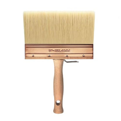 Deck Stain Brush 6", Attachable Paint Brush with Wooden Handle | Ergonomic wooden handle, Soft shed-resistant bristles, Detachable design, Washable & reusable, For furniture refinishing - color: 6 Inch