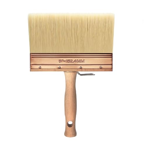 Deck Stain Brush 6", Attachable Paint Brush with Wooden Handle | Ergonomic wooden handle, Soft shed-resistant bristles, Detachable design, Washable & reusable, For furniture refinishing - color: 6 Inch