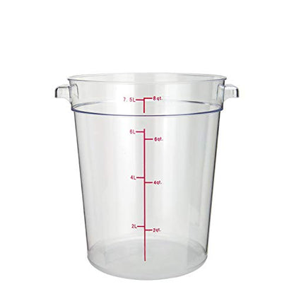 Tiger Chef 8 Quart Commercial Grade Clear Food Storage Round Polycarbonate Containers With Clear Lids - size: 8 Quart