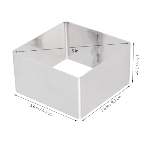 GALPADA Stainless Steel Cake Ring Square Mousse Ring Pastry Cutter Mold for Baking Cake Cookies Bread Cheese and Desserts 3.66 X 3.66 X 1.57 in 1 Pack - size: Size 5