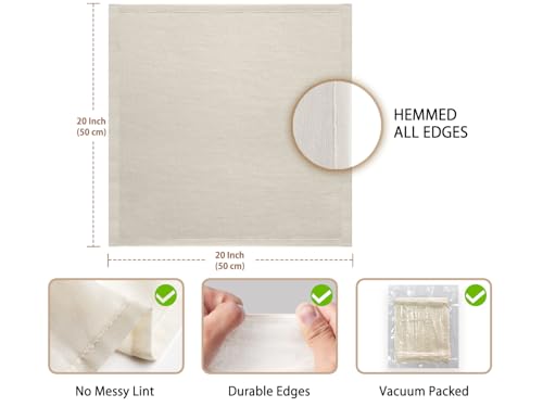 Olicity Cheese Cloths, 6Pack, Grade 100,20x20Inch Hemmed Cheese Cloth Fabric Reusable Fine Mesh Cloth, 100% Cotton Unbleached Precut Muslin Cheesecloth for Straining, Cooking, Yogurt, Juicing