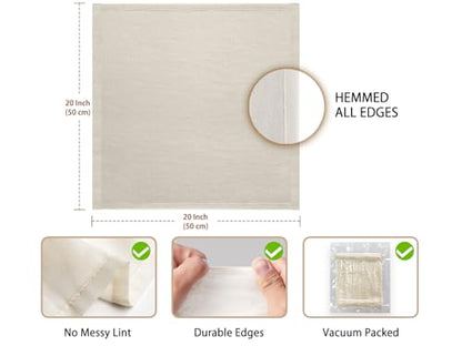 Olicity Cheese Cloths, 6Pack, Grade 100,20x20Inch Hemmed Cheese Cloth Fabric Reusable Fine Mesh Cloth, 100% Cotton Unbleached Precut Muslin Cheesecloth for Straining, Cooking, Yogurt, Juicing