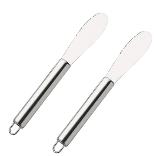 Alipis 2pcs Stainless Steel Cream Spatula Butter Spreader Cheese Knife for Cake Icing and Pastry Kitchen Gadget for Food Shops and Catering Silver