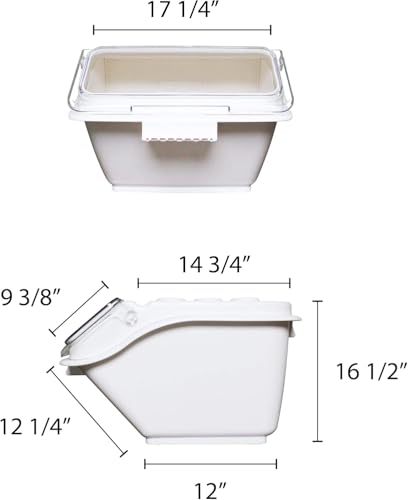 TrueCraftware- 2 Gallon Shelf Ingredient Bin (40 Cups) White Storage Container with Clear Flip Top Lid &Measuring Scoop-Stackable Plastic Food Pantry Organizer for Flour Sugar - size: 2 Gallon